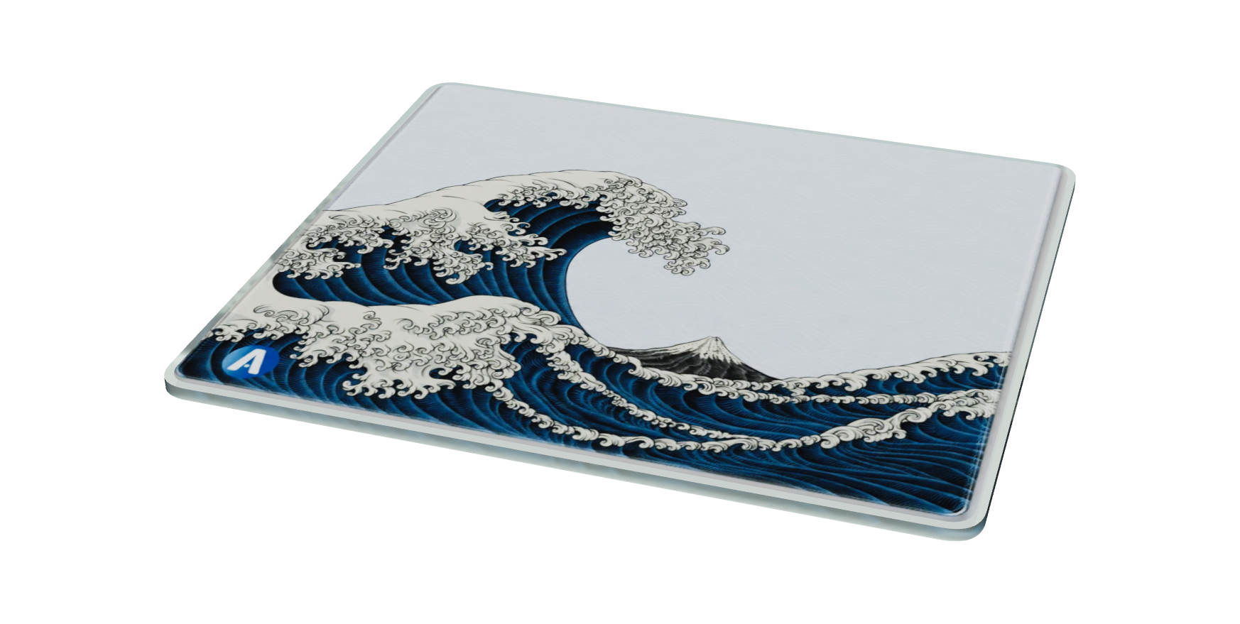 Kanagawa Classic blue glass mousepad